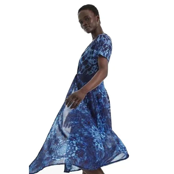 NEW Asymmetrical Boho Blue Desigual High Low Front, Size S - Picture 4 of 15